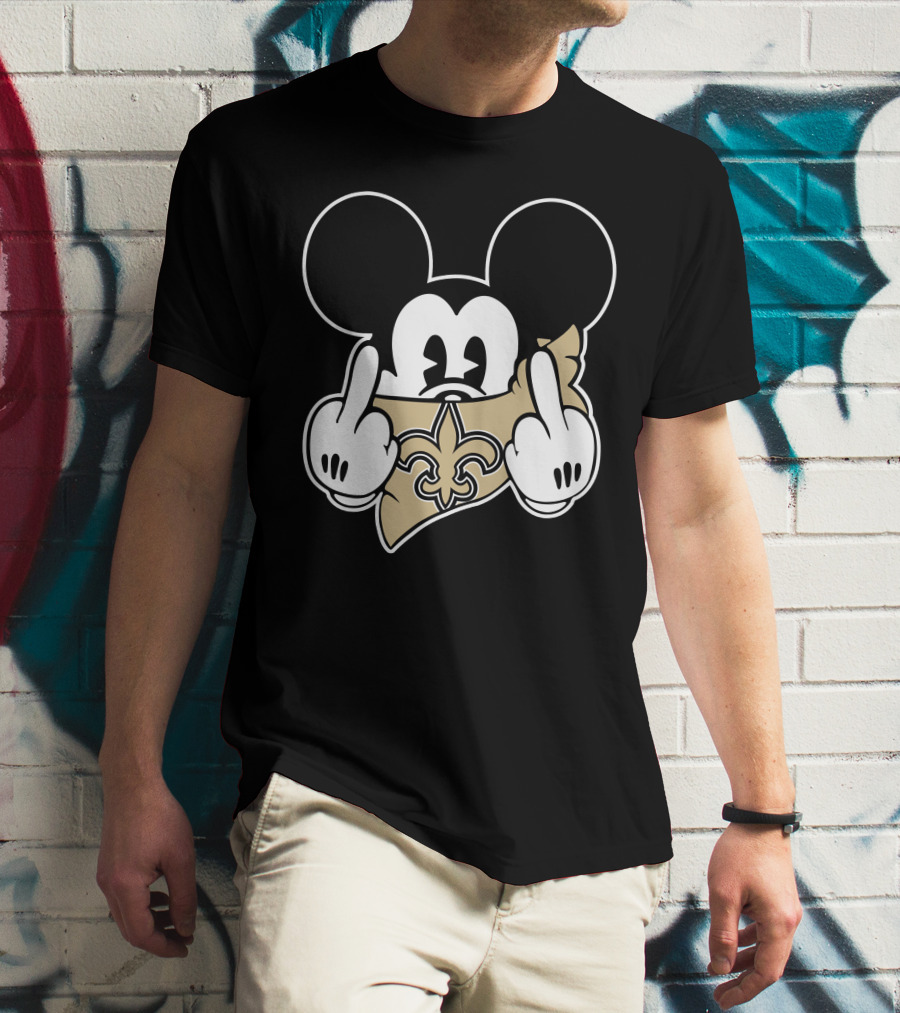 Saints Logo Gesture With Mouse Ears And Fleur-de-lis T-Shirt
