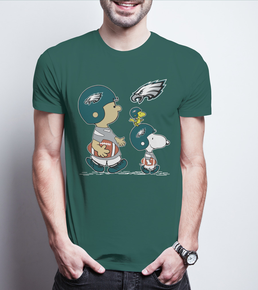 Philadelphia Eagles Snoopy And Woodstock Football Helmets T-Shirt