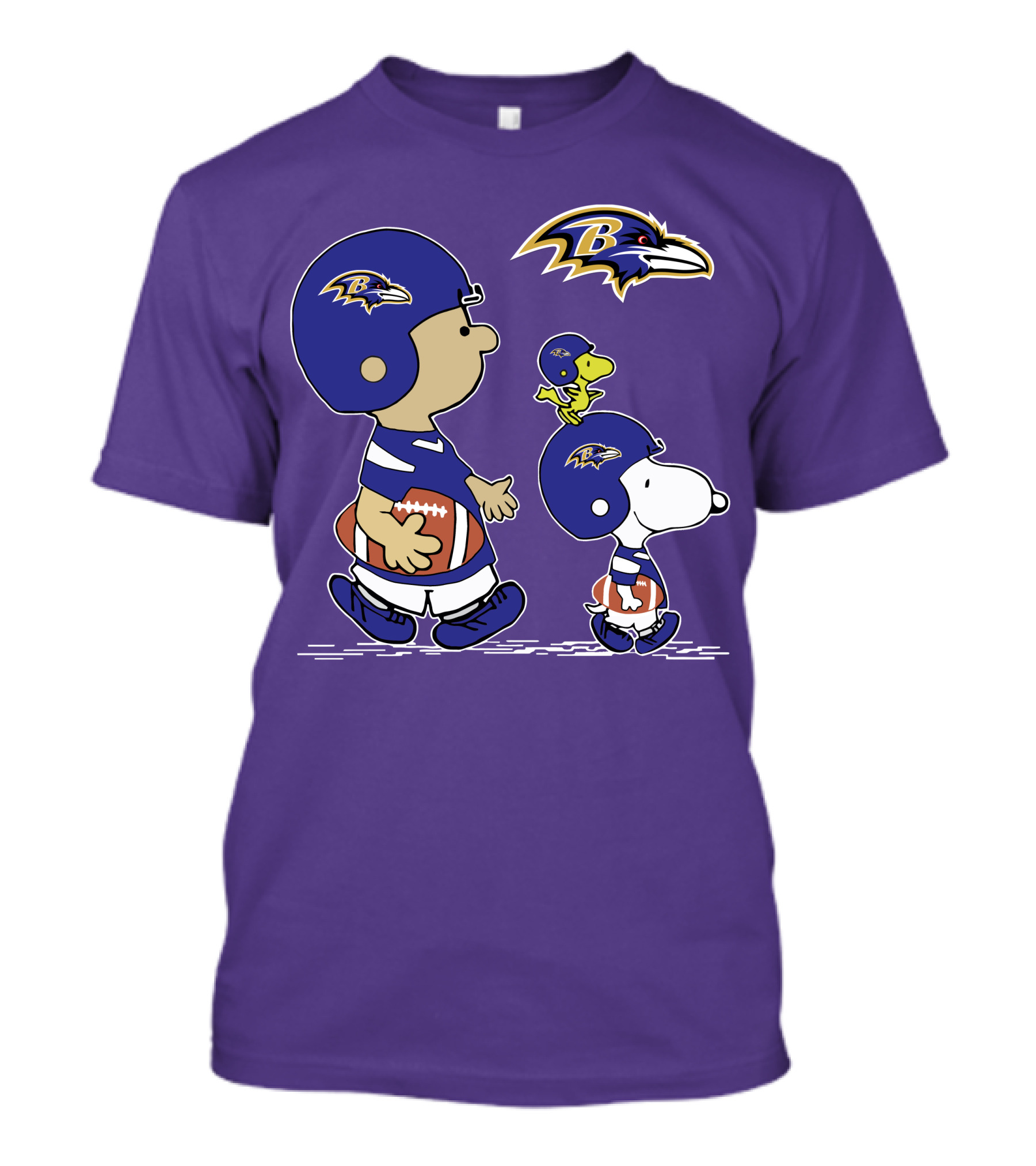 Baltimore Ravens Peanuts Snoopy And Woodstock Football T-Shirt
