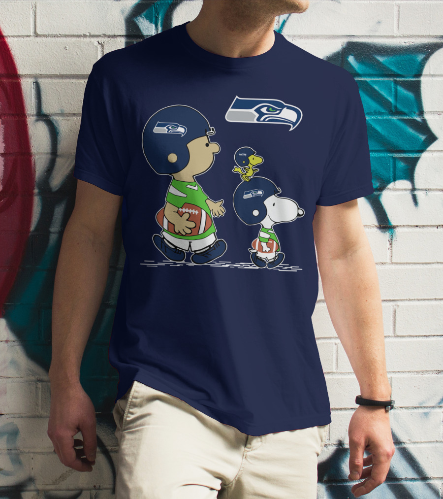 Seahawks Snoopy Football Helmet Friends With Football T-Shirt