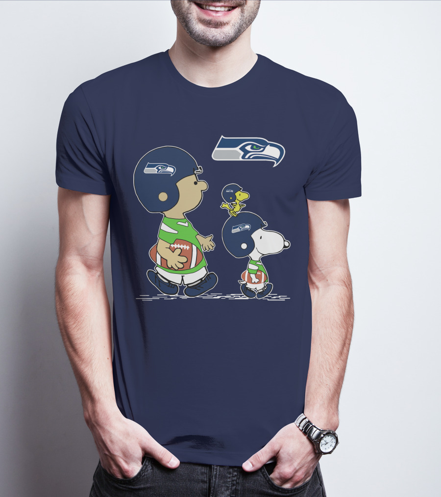Seahawks Snoopy Football Helmet Friends With Football T-Shirt