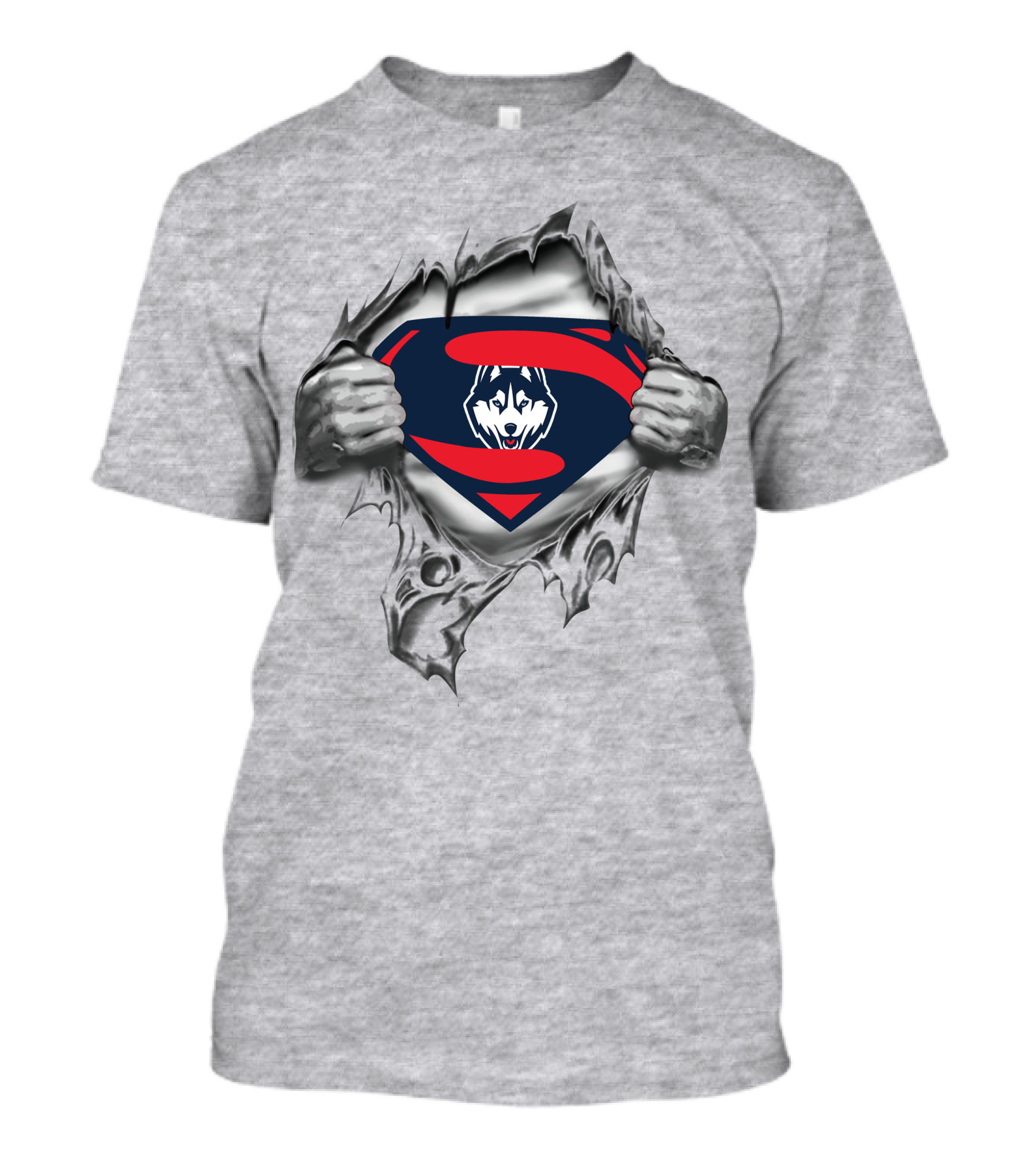 Connecticut Huskies Superman Emblem Torn T-Shirt