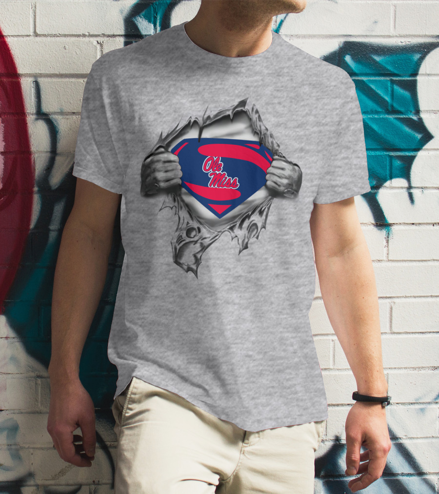 Ole Miss Superman Logo Ripped Chest T-Shirt