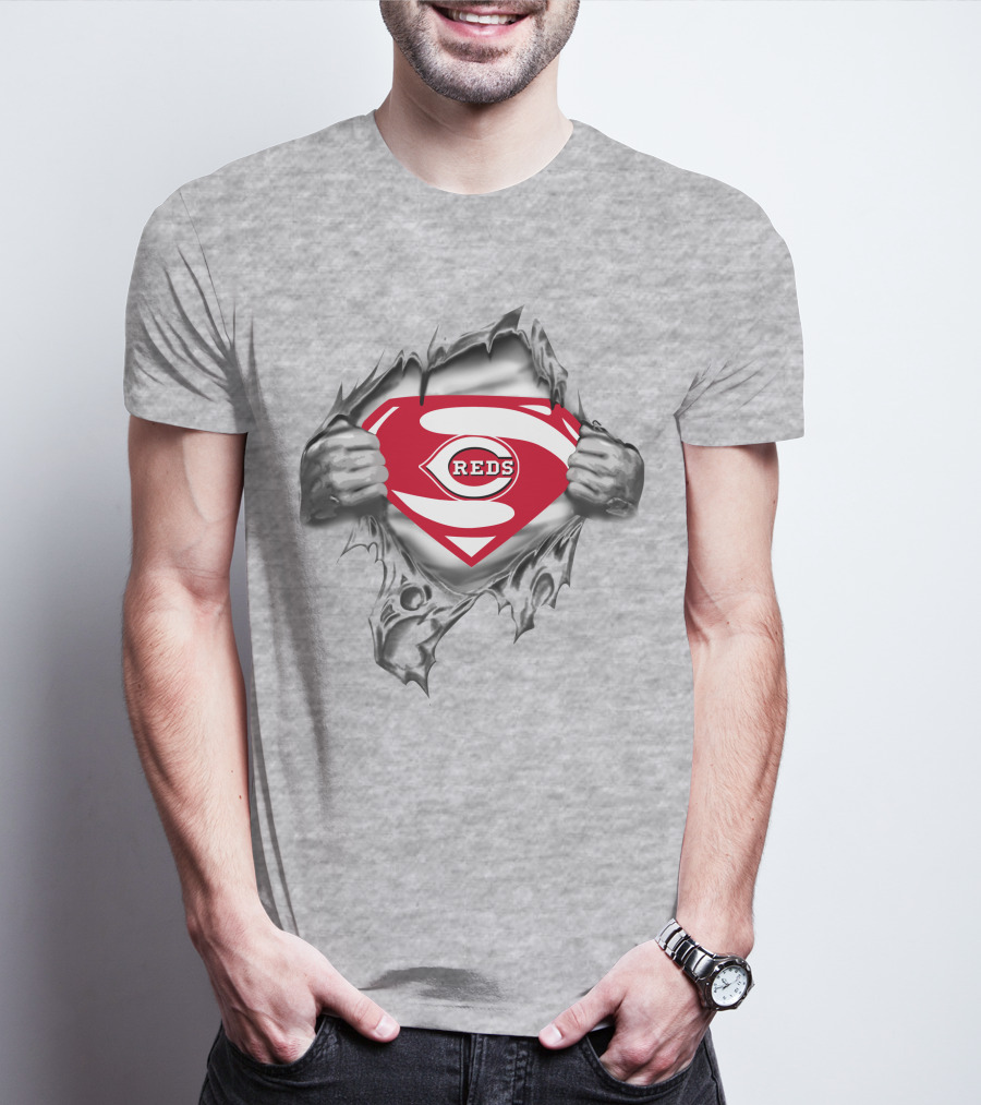 Reds Logo Superman Shield Baseball T-Shirt