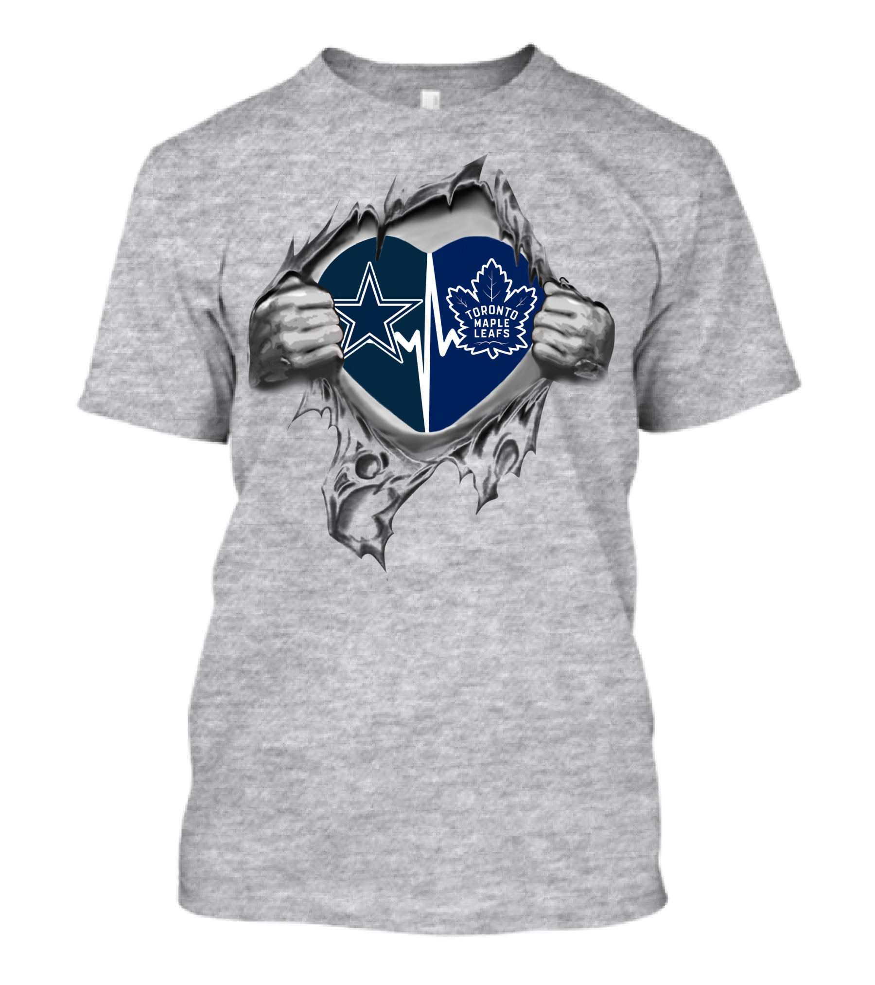 Cowboys Toronto Maple Leafs Heartbeat Passion Dual Logo Mashup T-Shirt