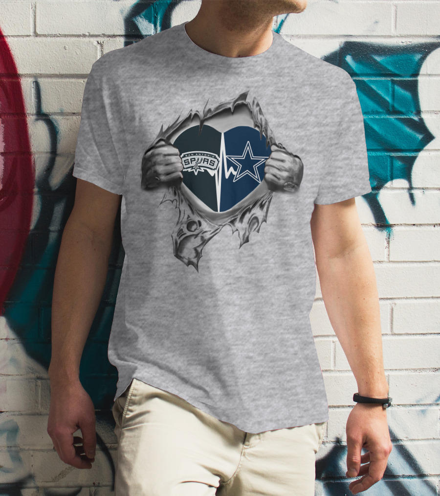 Cowboys And San Antonio Spurs Heart T-Shirt