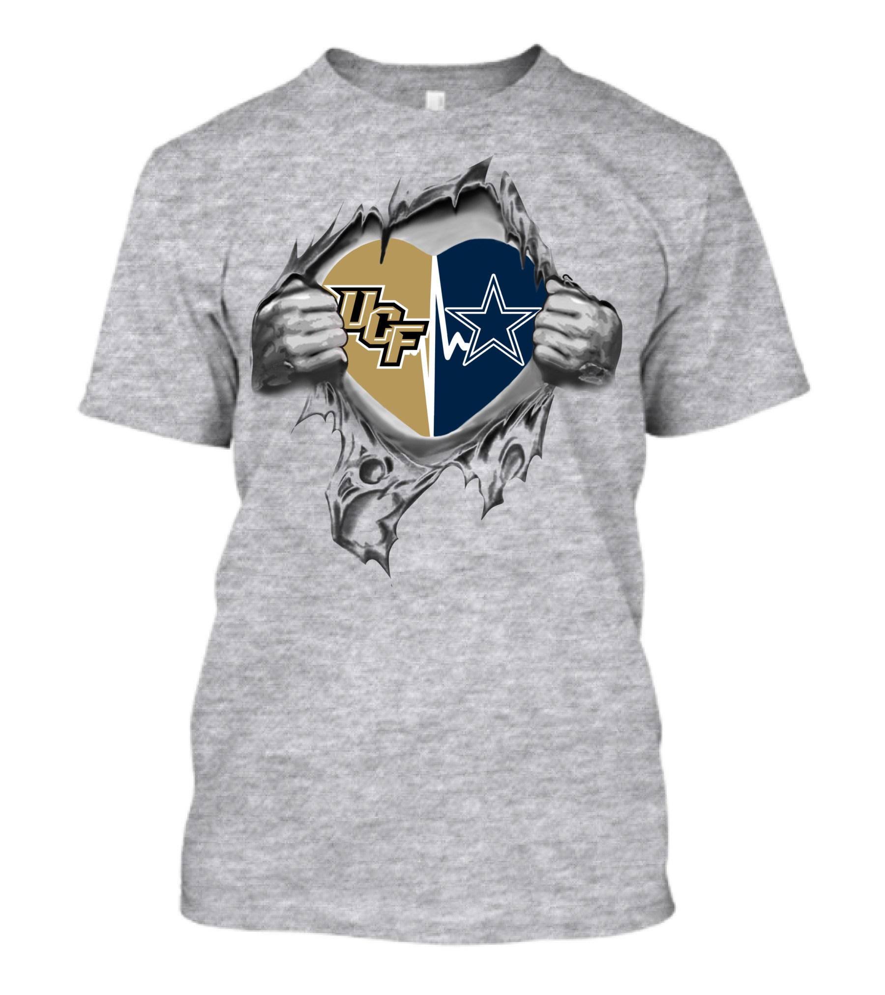 Cowboys UCF Heart Graphic With Torn Hands T-Shirt