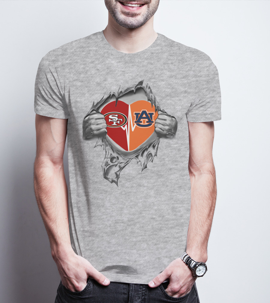 Sf 49ers Auburn Heart Combo Love T-Shirt