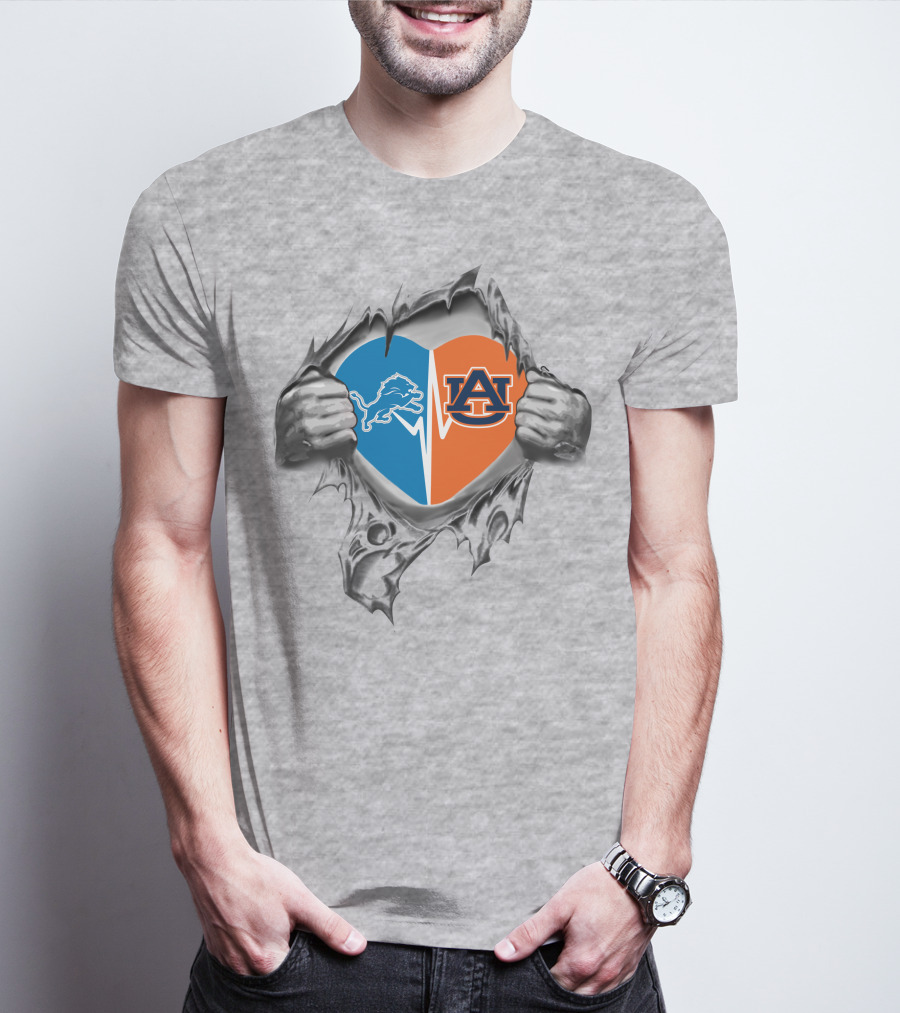 23 Front Lions Auburn It's In My Heart Lions Dual Logo Heart T-Shirt
