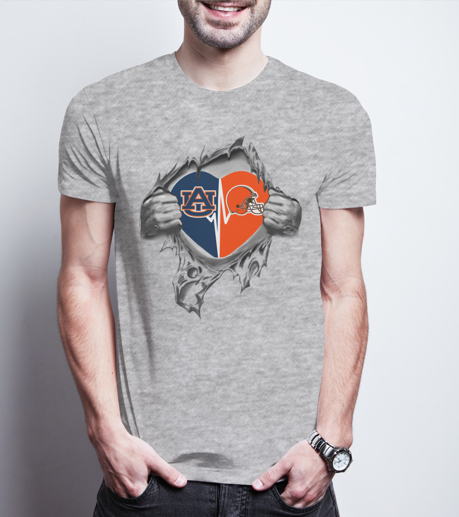 Auburn Tigers Cleveland Browns Heart T-Shirt