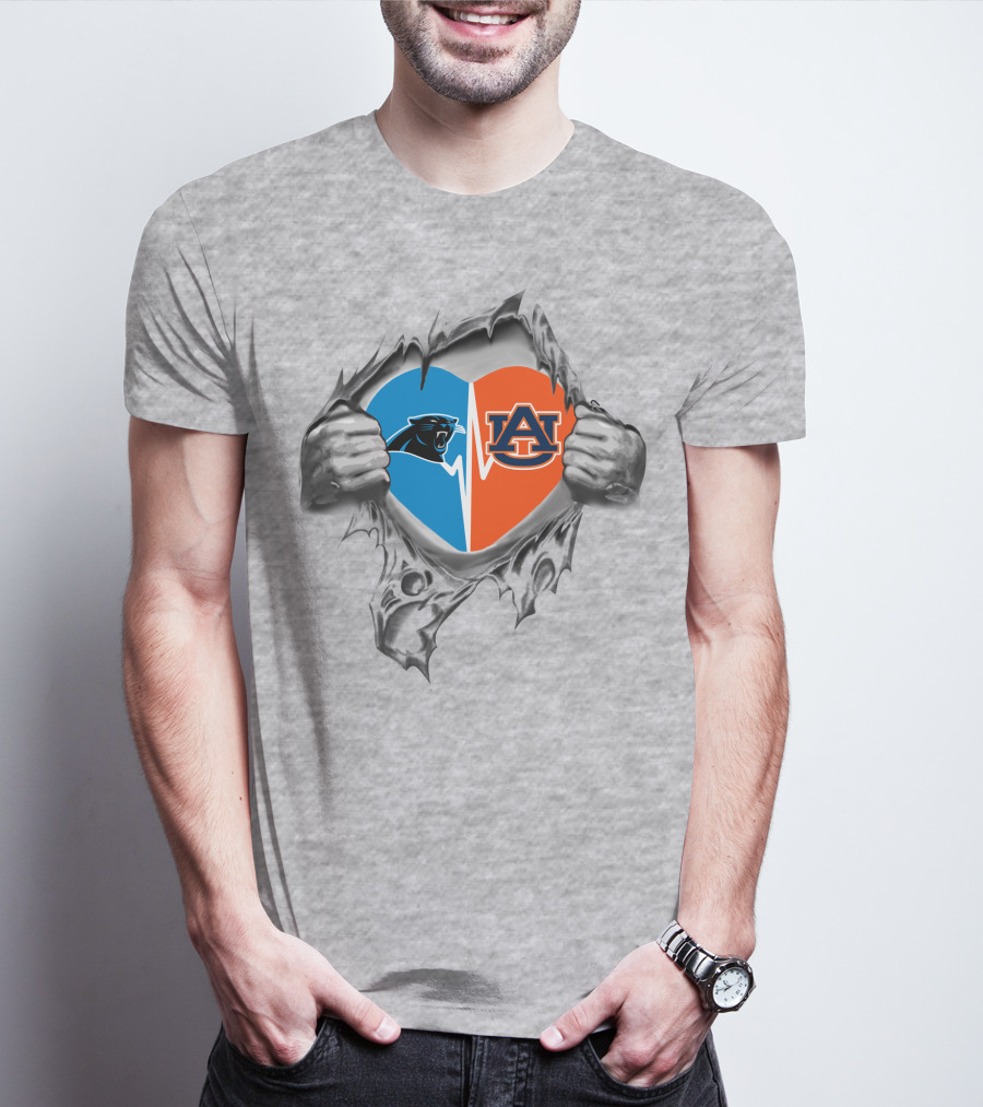 Panthers Auburn Heart Logo Dual Pride T-Shirt