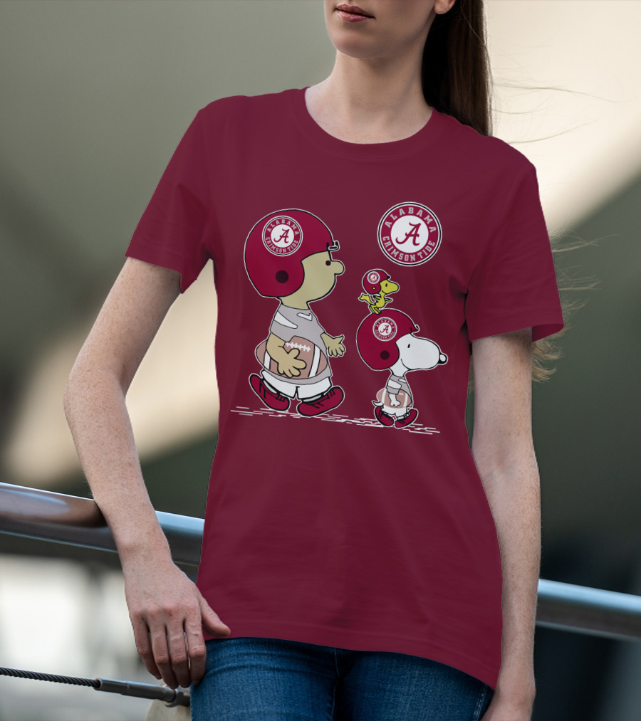 Alabama Crimson Tide Snoopy Peanuts Football Charlie Brown Woodstock T-Shirt