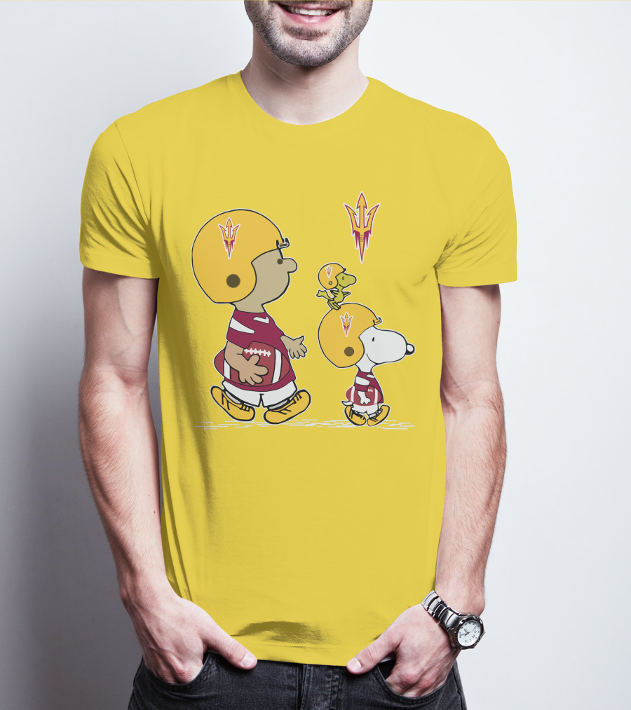 Arizona State Sun Devils Peanuts Football Players Charlie Brown Snoopy Woodstock T-Shirt
