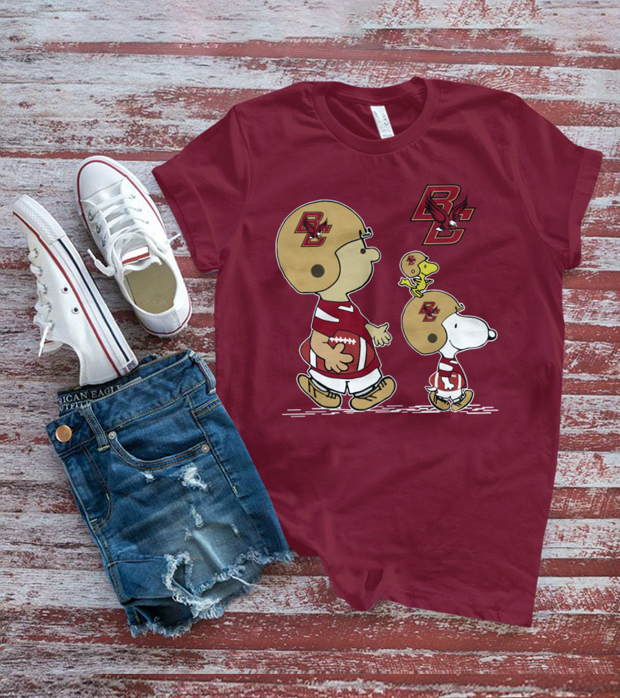 Boston College Eagles Snoopy Football BC T-Shirt