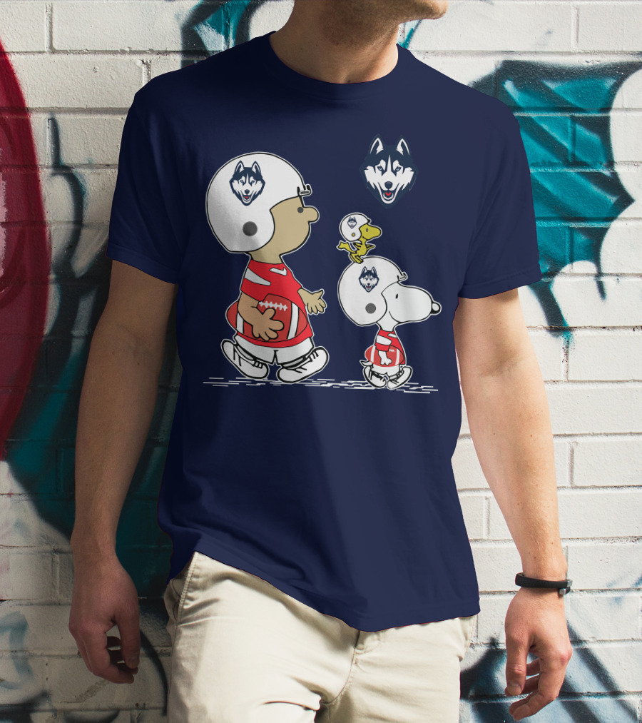 Connecticut Huskies Football Snoopy Woodstock Peanuts T-Shirt