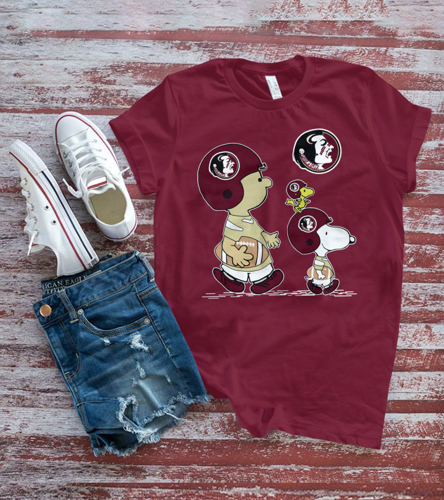 FSU Seminoles Snoopy And Woodstock Football Helmet T-Shirt