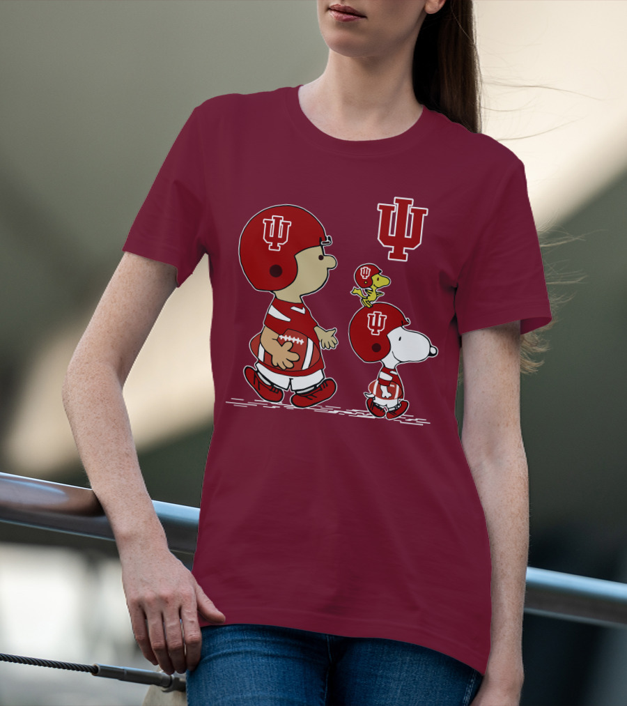 Indiana Hoosiers Snoopy And Woodstock Football Players T-Shirt
