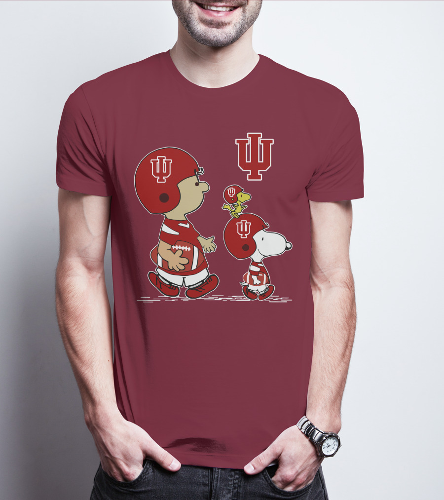 Indiana Hoosiers Snoopy And Woodstock Football Players T-Shirt
