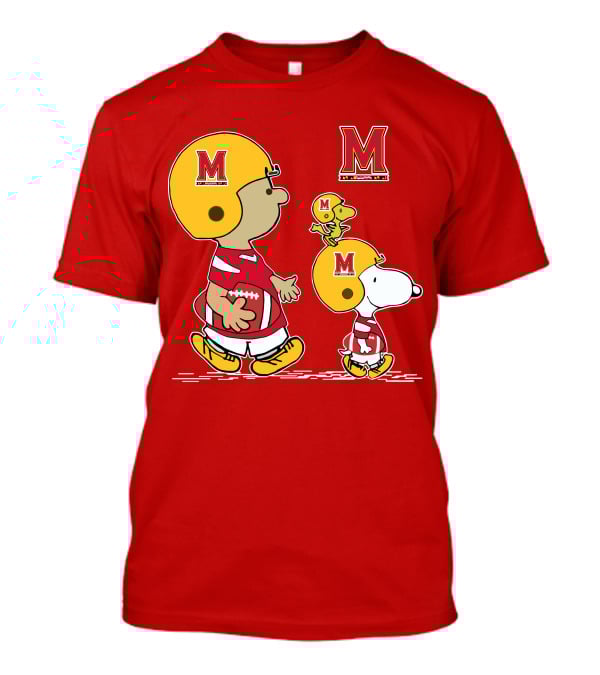 Maryland Terrapins Snoopy And Woodstock Football Fan Gear T-Shirt