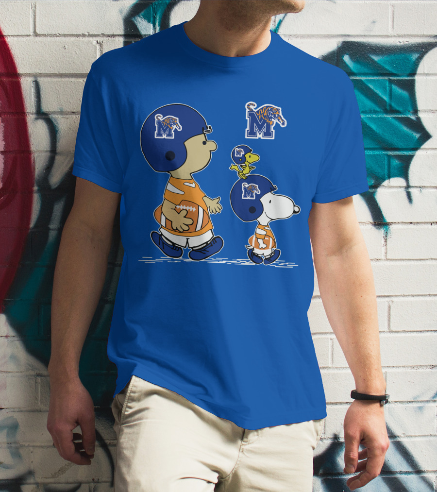 Memphis Tigers Snoopy Charlie Brown Woodstock Football Helmet T-Shirt