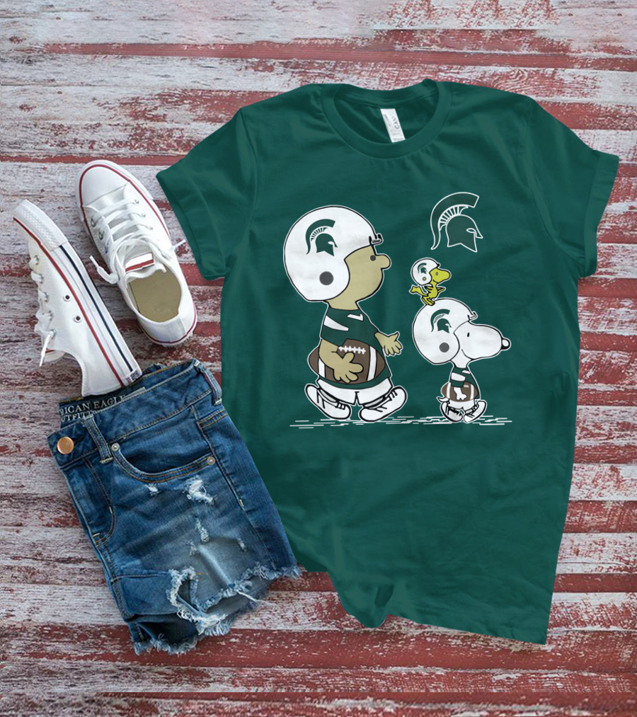Michigan State Spartans Snoopy And Woodstock Football Gear T-Shirt
