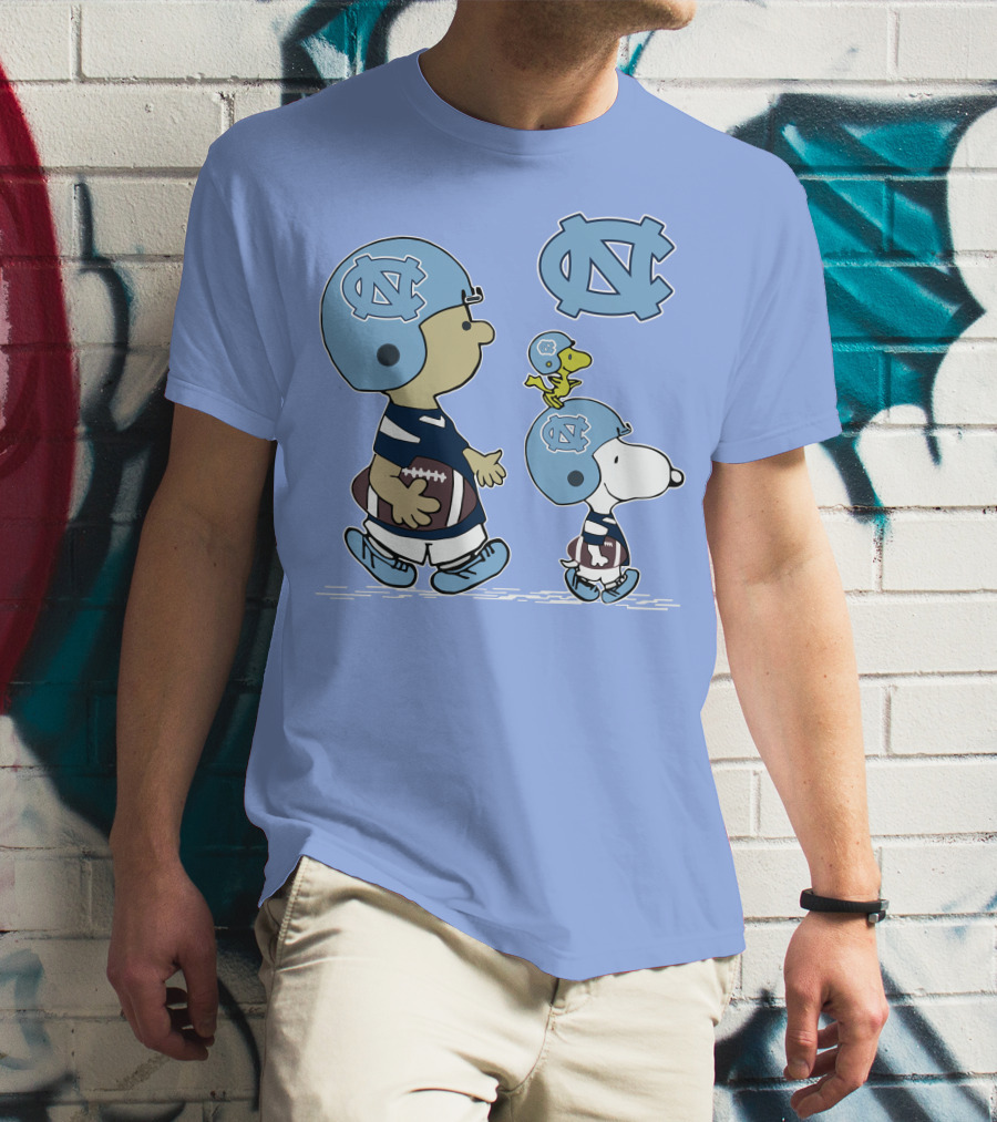 Tar Heels Peanuts Snoopy Woodstock Football UNC T-Shirt