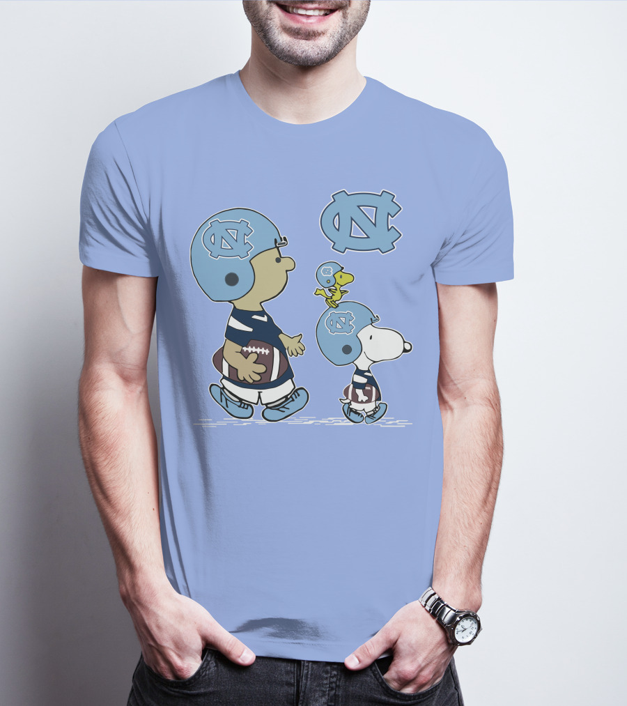 Tar Heels Peanuts Snoopy Woodstock Football UNC T-Shirt