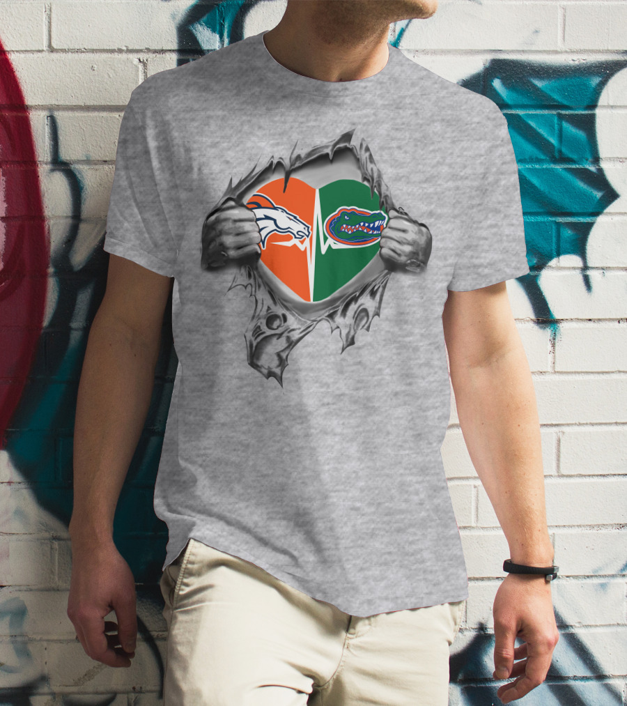 Broncos Gators Heartbeat Passion T-Shirt