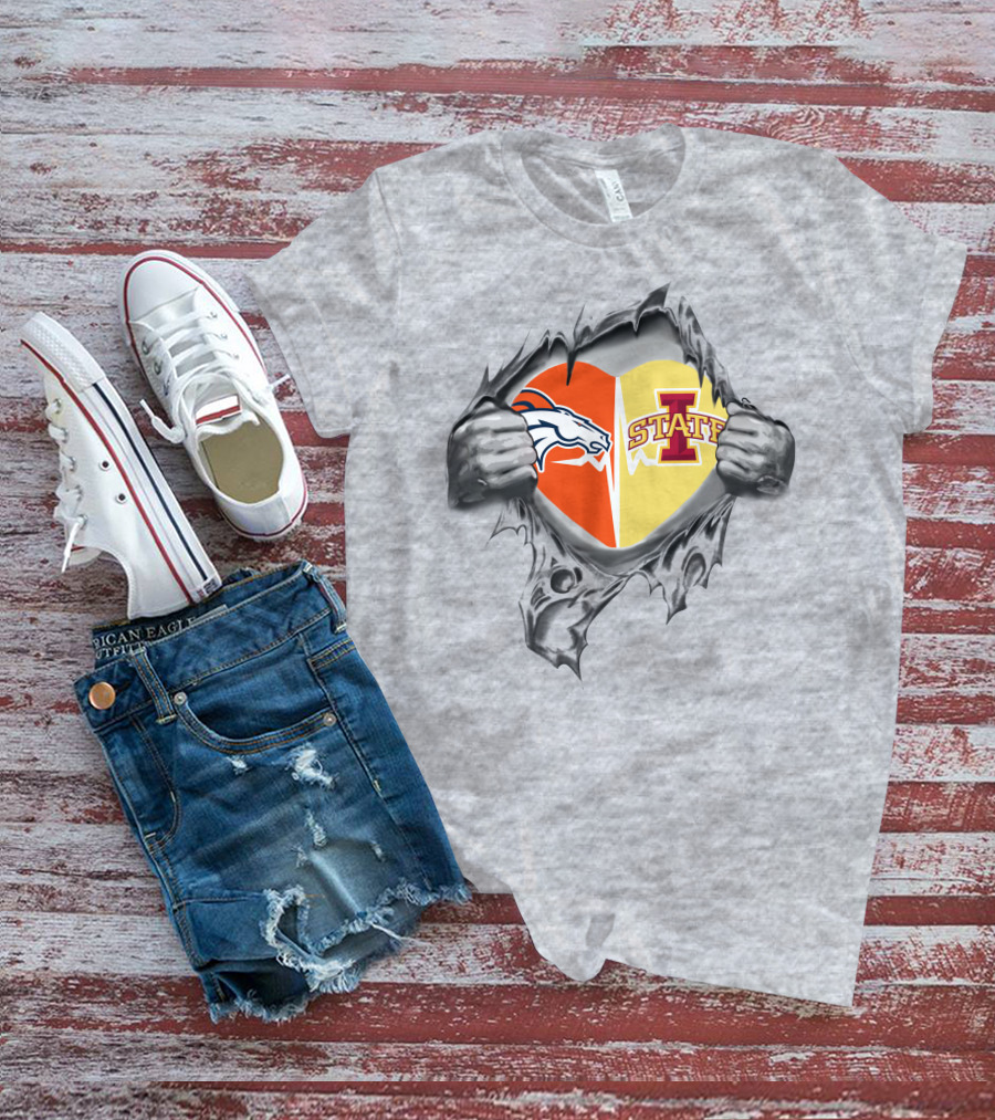 Broncos Iowa State Dual Heart Spirit Team T-Shirt