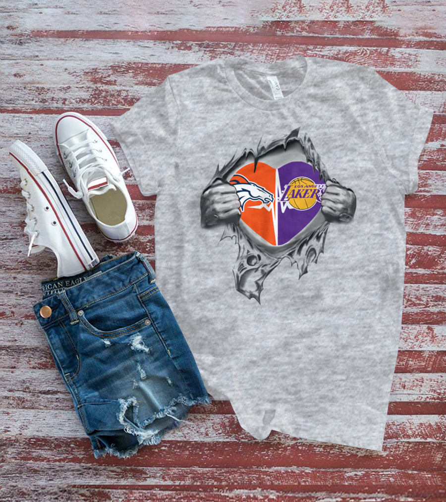 Broncos Lakers Heart Tearing T-Shirt