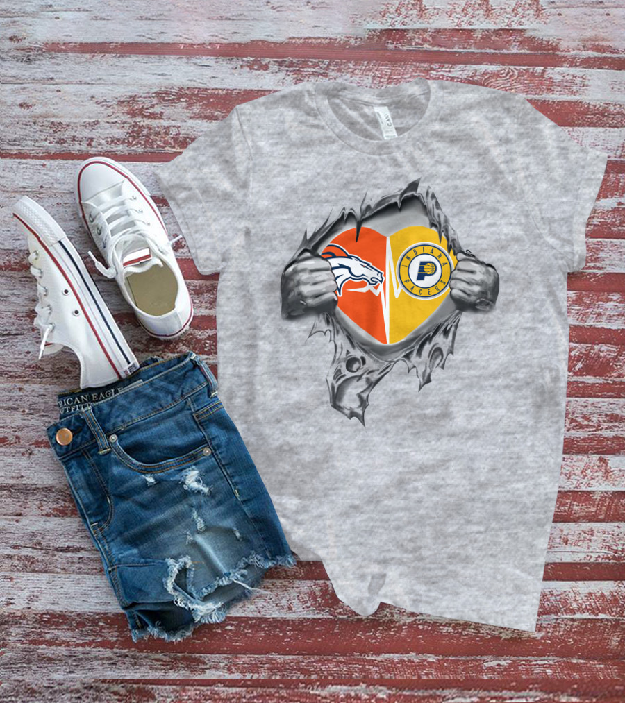 Broncos Pacers Heart Logo Mashup T-Shirt