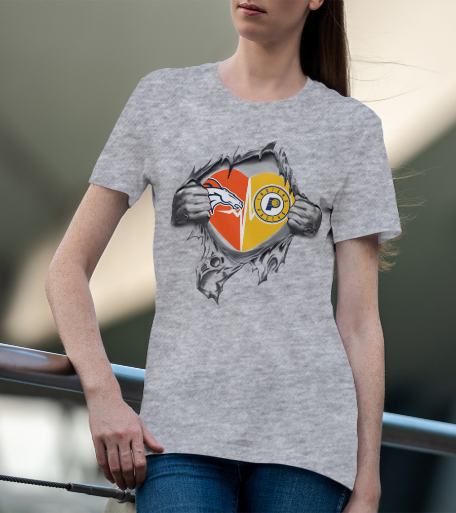 Broncos Pacers Heart Logo Mashup T-Shirt