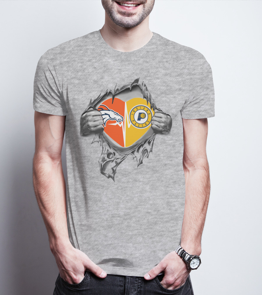 Broncos Pacers Heart Logo Mashup T-Shirt