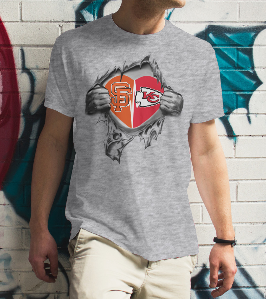 San Francisco Giants Kansas City Chiefs Heart Sports Passion T-Shirt