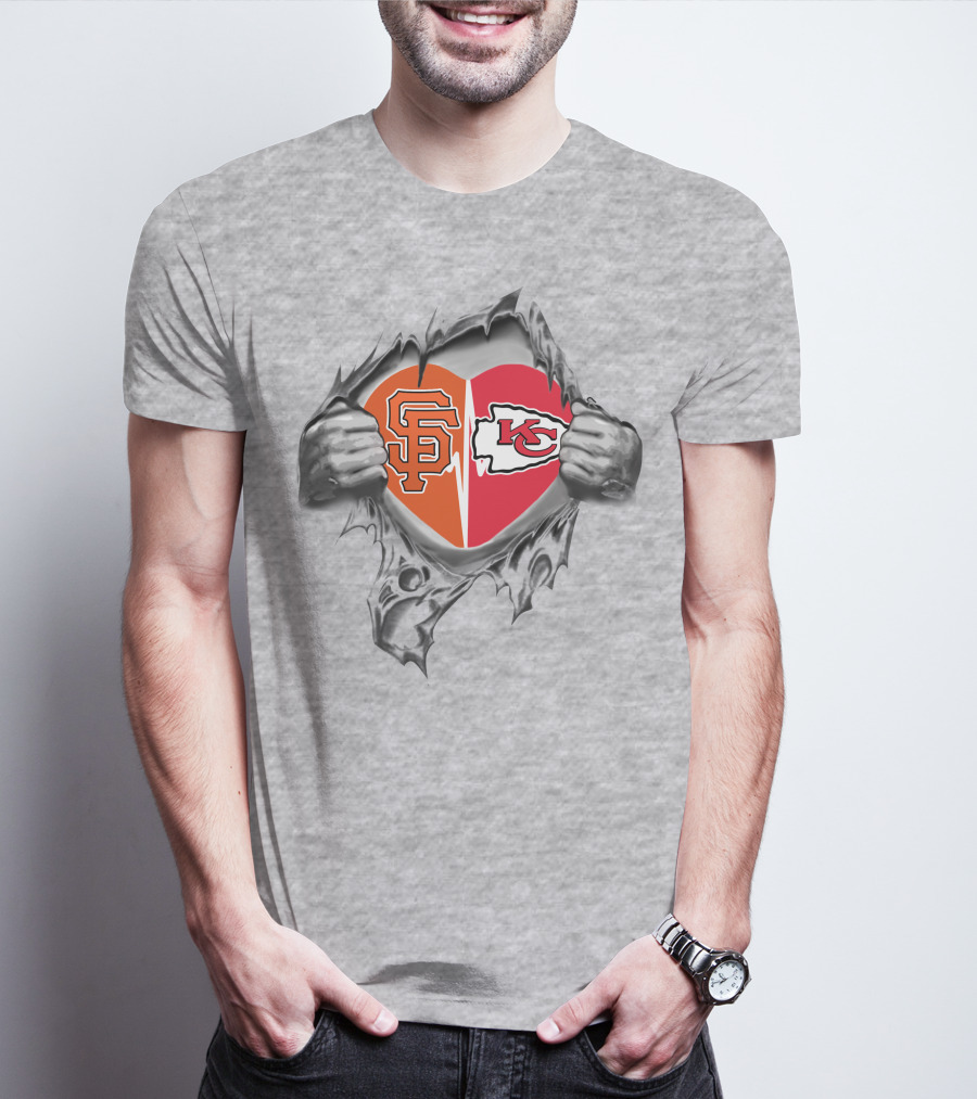 San Francisco Giants Kansas City Chiefs Heart Sports Passion T-Shirt