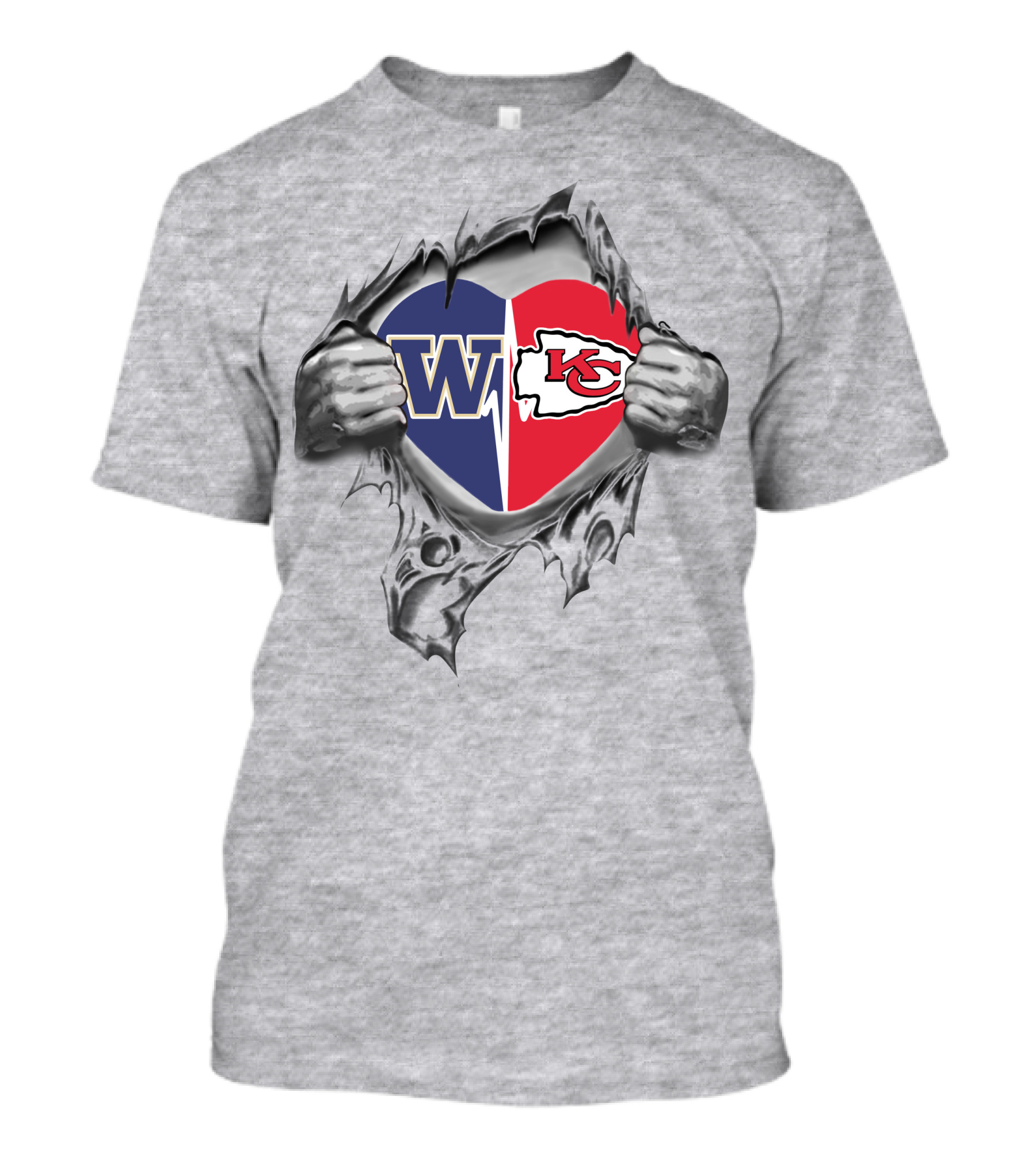 Chiefs KC W Huskies Heart T-Shirt