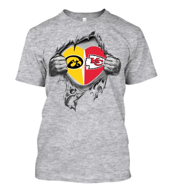 Chiefs Iowa Heart Torn Open KC Hawkeye Love T-Shirt