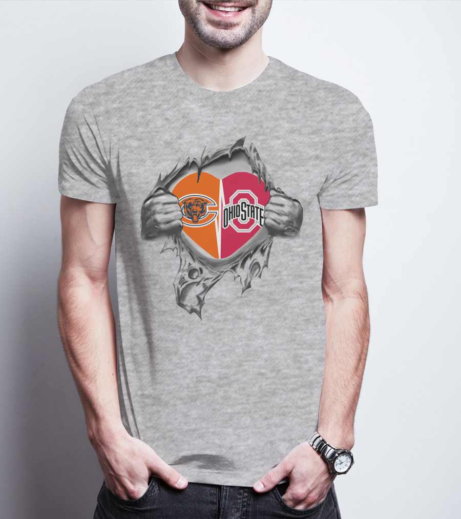 Chicago Bears Ohio State Buckeyes Heart Rip T-Shirt