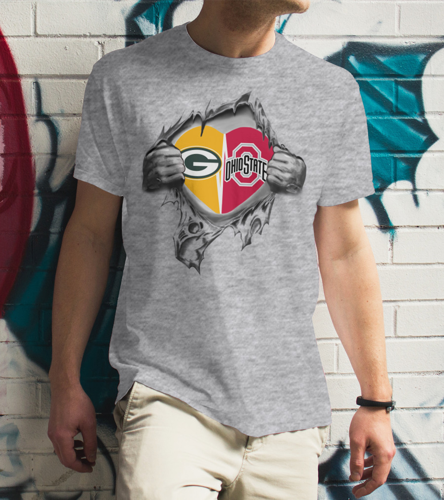 Packers Ohio State Heart Logo Fusion T-Shirt