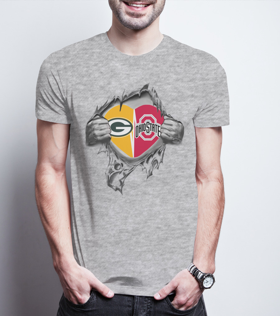 Packers Ohio State Heart Logo Fusion T-Shirt