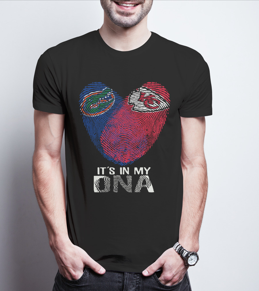 It's In My DNA Gators Chiefs Fingerprint Heart T-Shirt