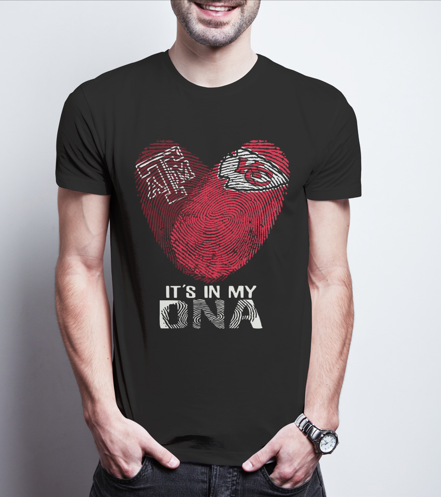 Texas A&M Aggies Chiefs It's In My DNA Fingerprint Heart T-Shirt