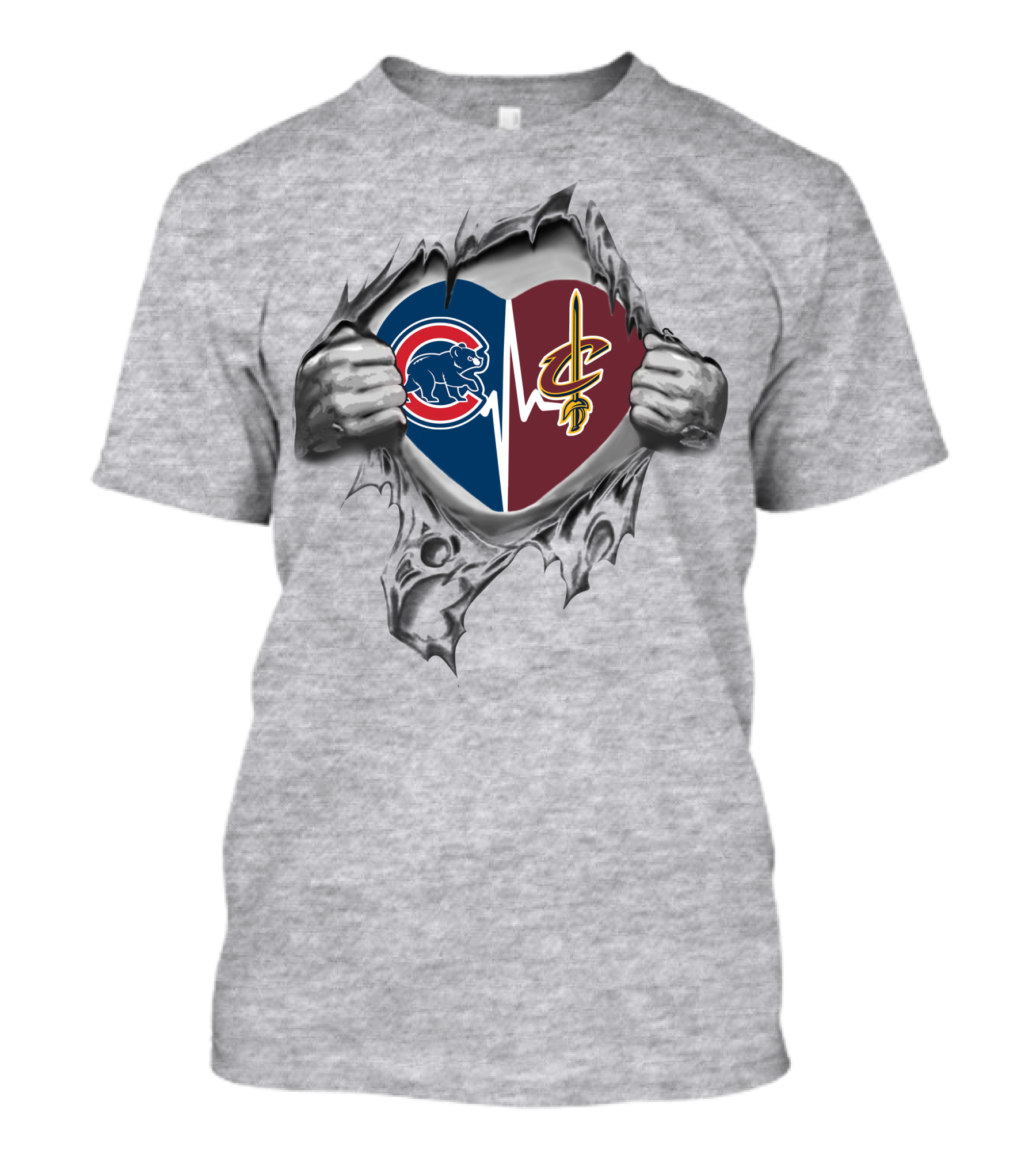 Cubs Cleveland Cavaliers Heartbeat Passion T-Shirt