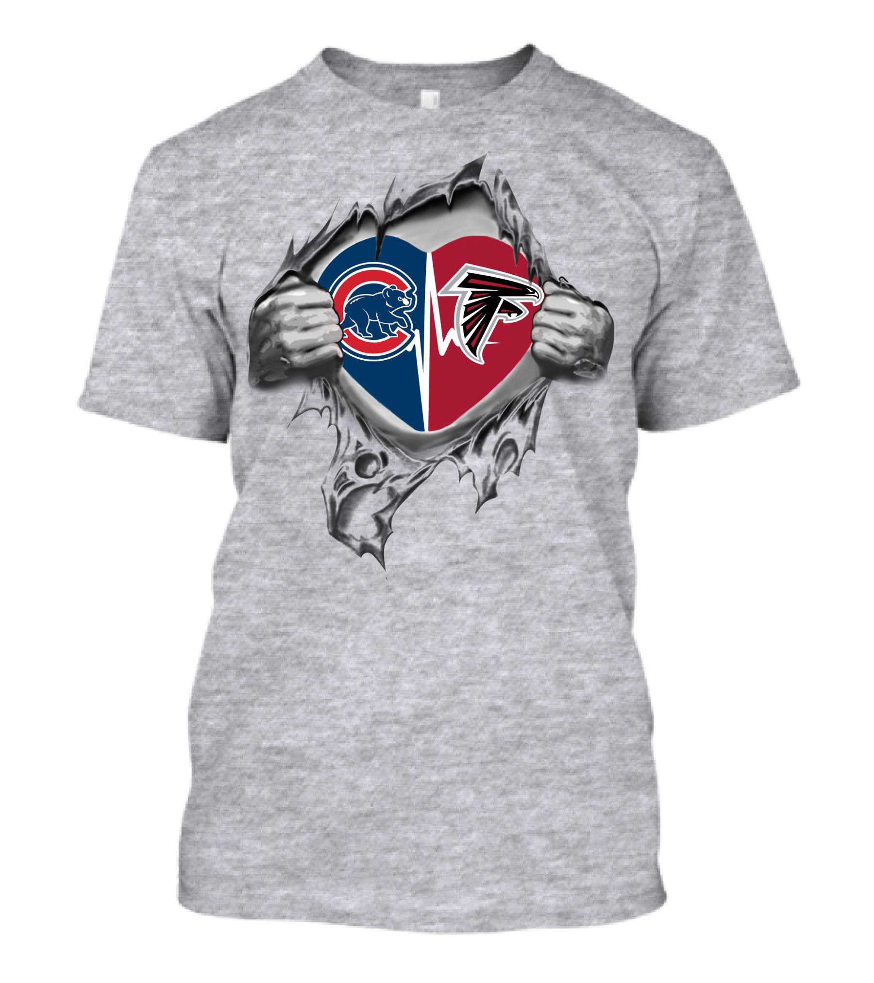Cubs Falcons Heart Torn Metal T-Shirt