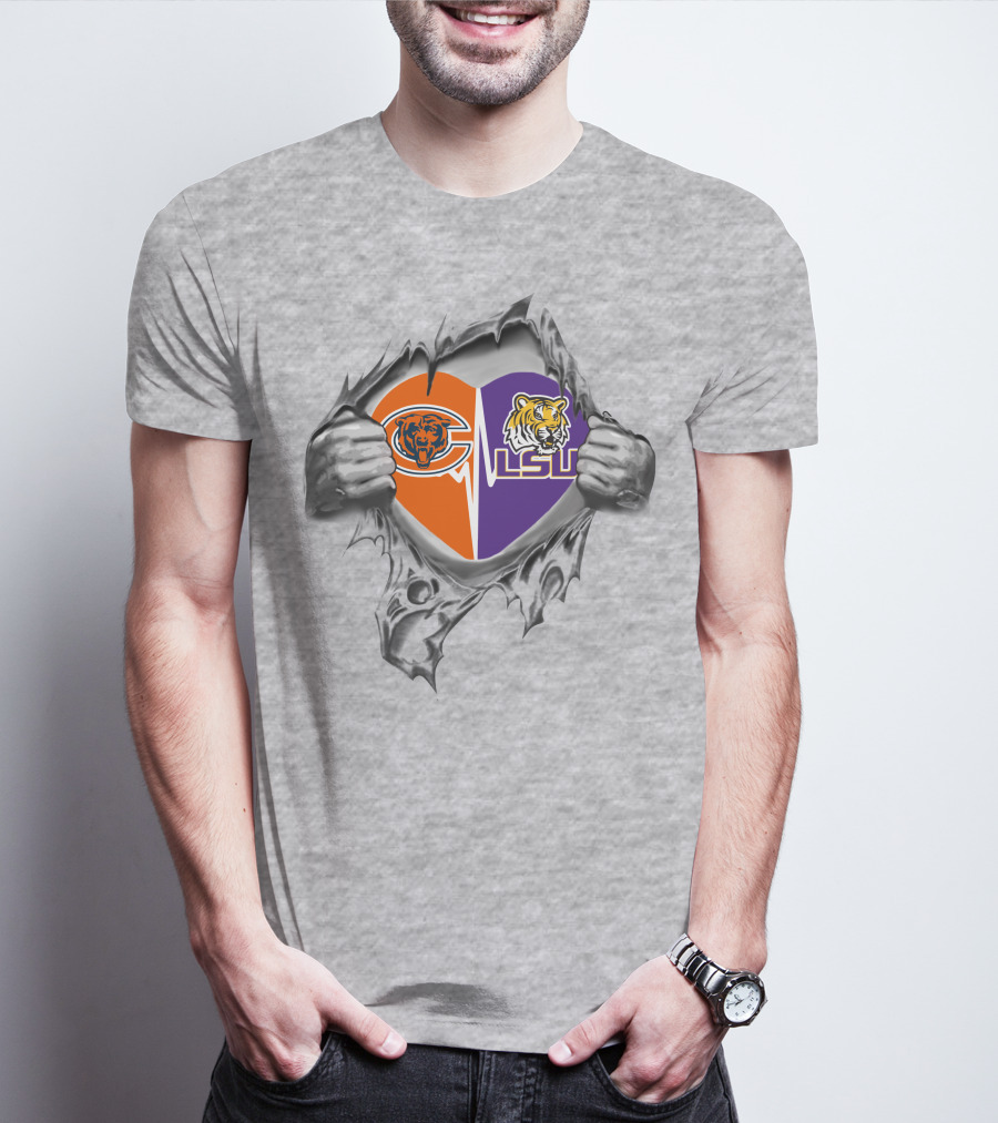 Bears LSU Heart Rip T-Shirt