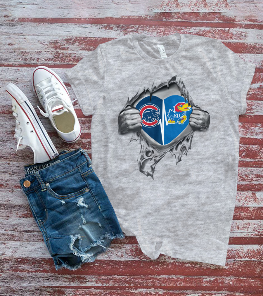 Cubs Kansas Jayhawks Heart T-Shirt