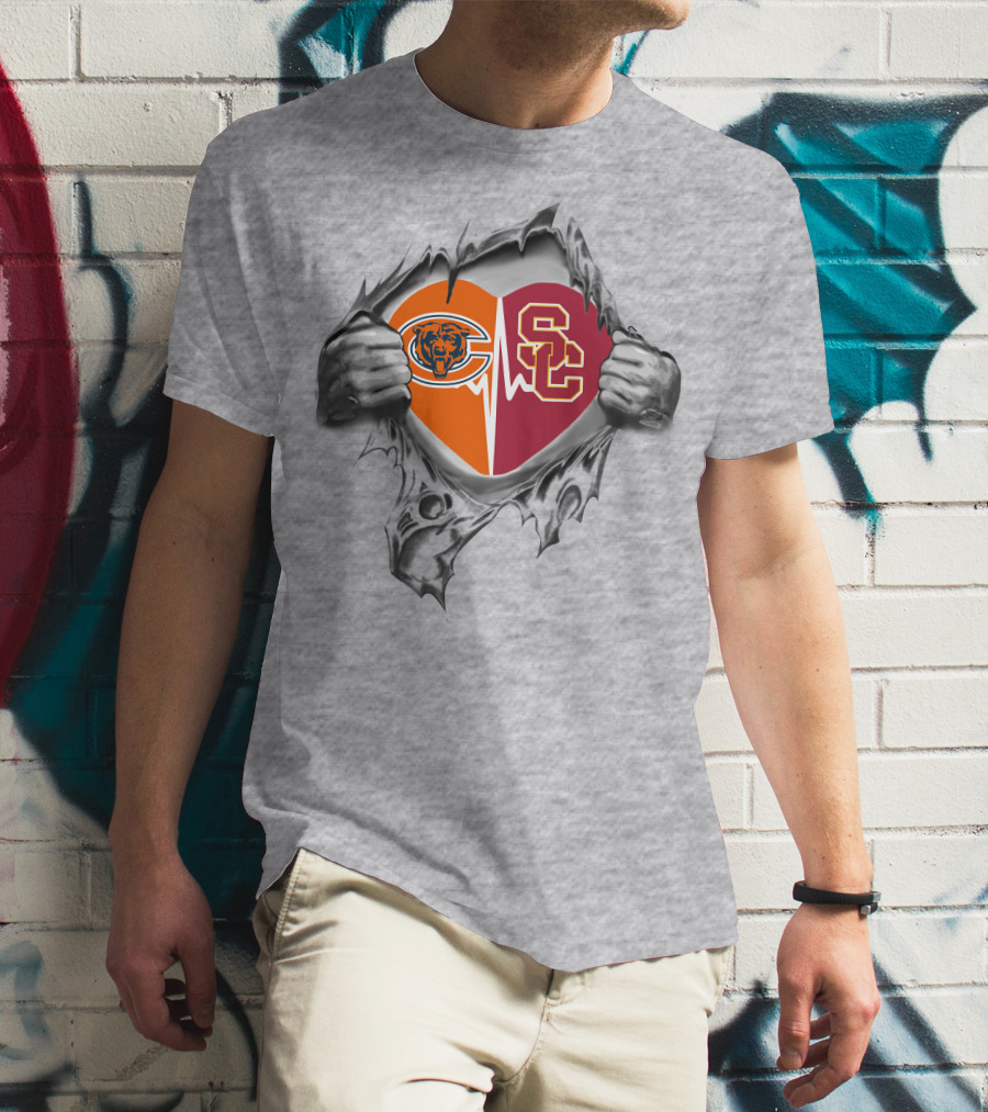 Bears Trojans Heart Logo Fusion T-Shirt