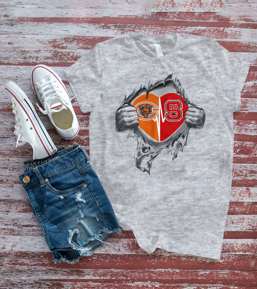 Chicago Bears NC State Heart T-Shirt