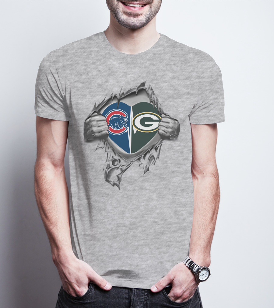 Cubs Packers Heart T-Shirt