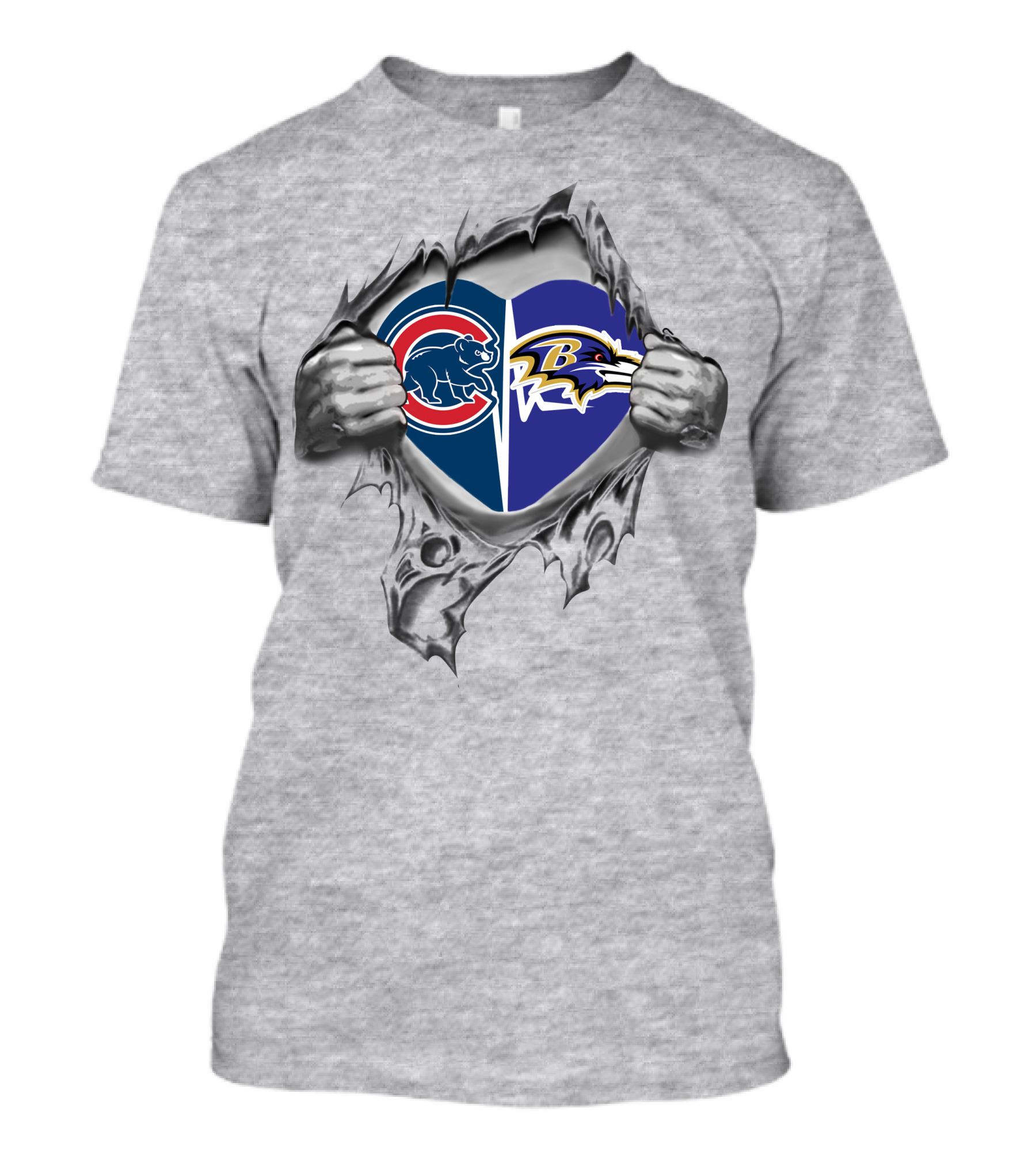 Cubs Ravens Heart Logo Fusion T-Shirt